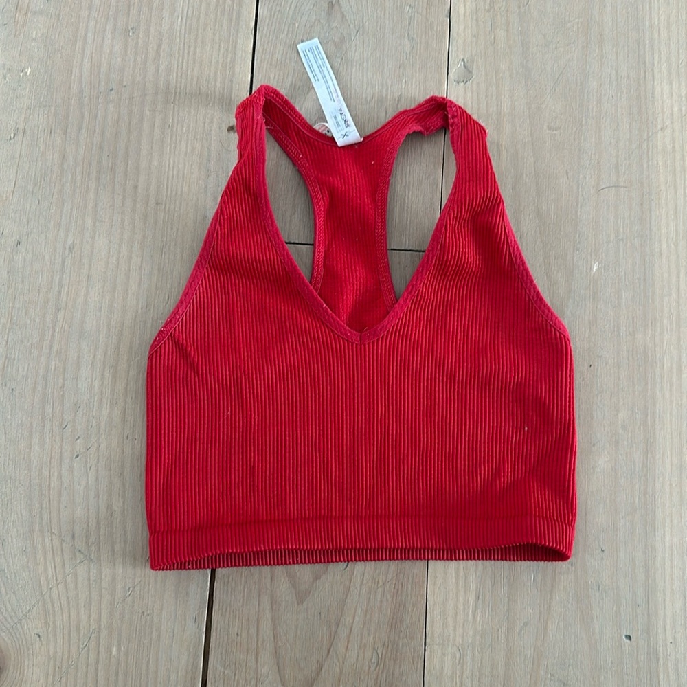 Free people movement red ribbed bra XS